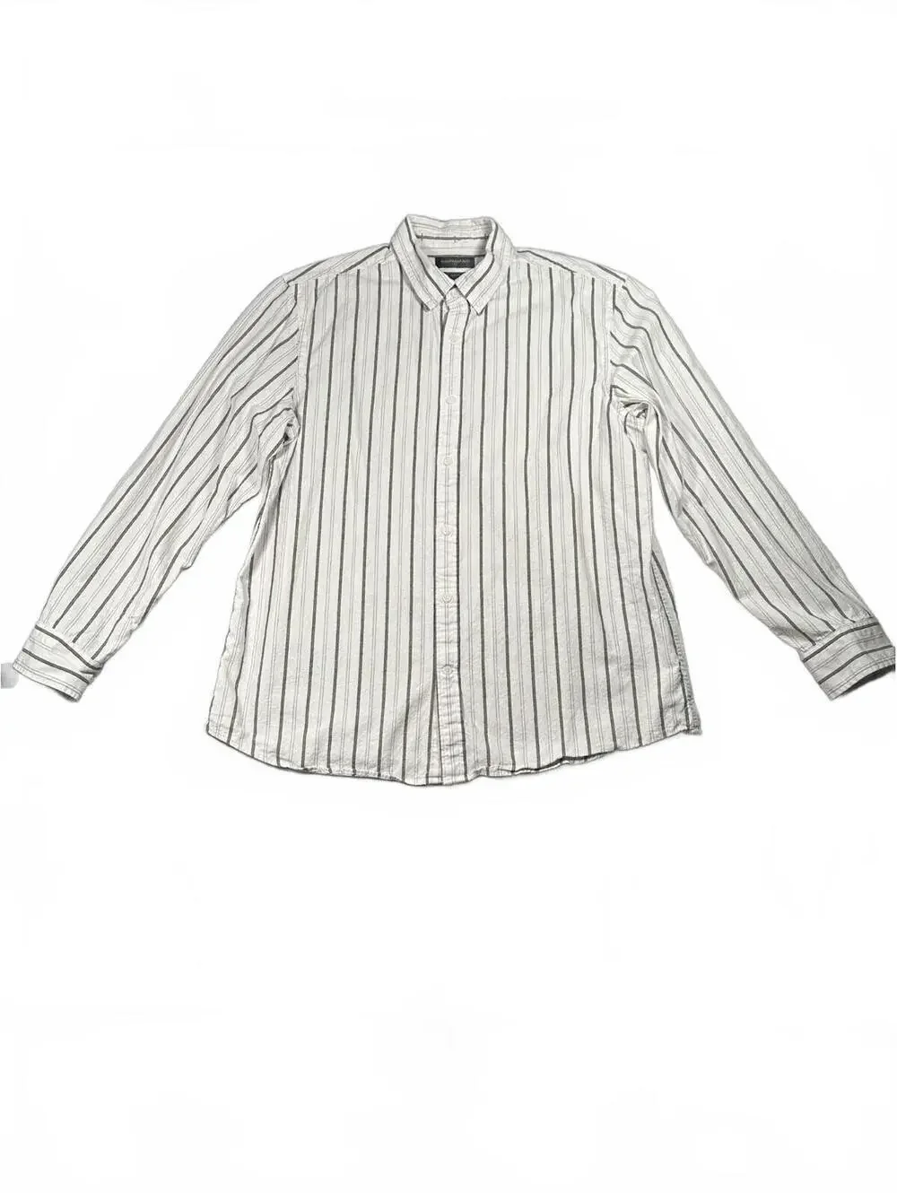 Banana Republic Men's XL Slim Fit White Olive Striped Button Down Shirt